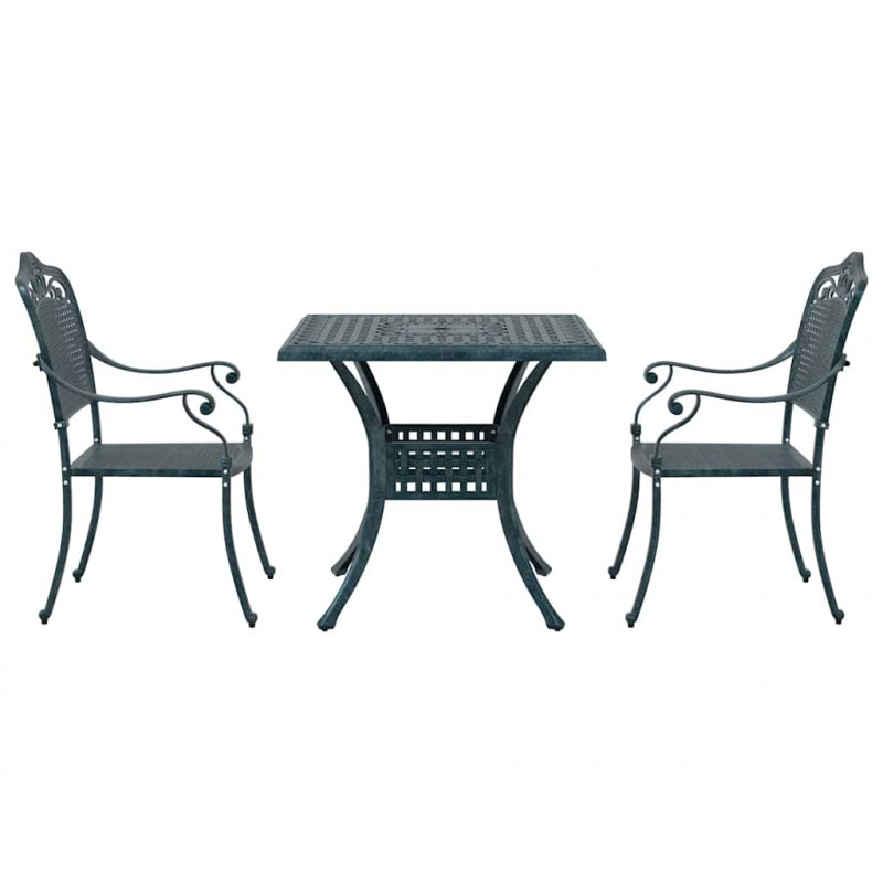 Zestaw stołów ogrodowych 3 pcs Zielony Aluminium odlewane