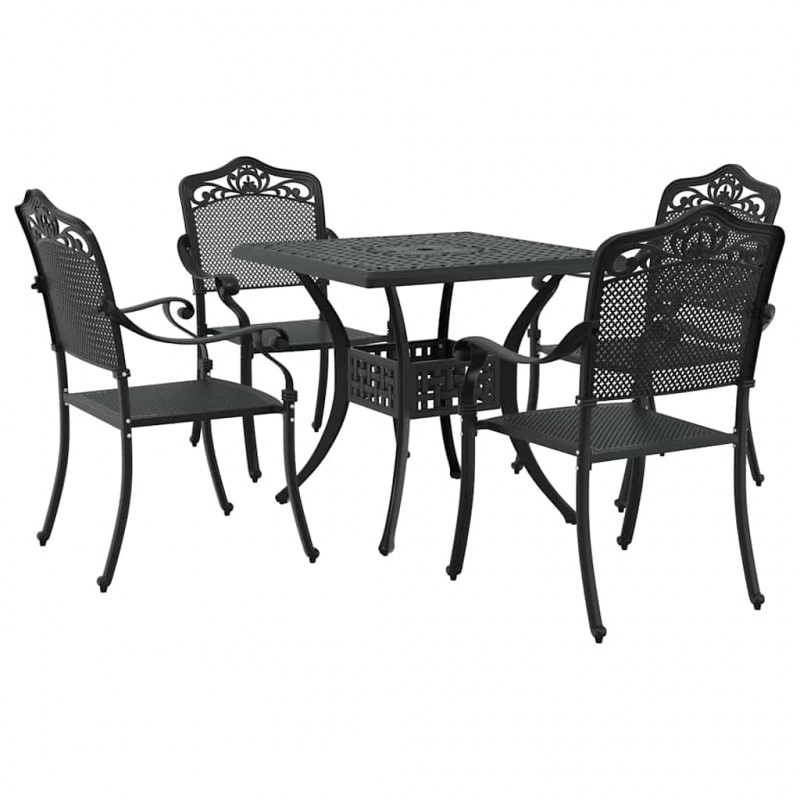 Zestaw stołów ogrodowych 5 pcs Czarny Aluminium odlewane