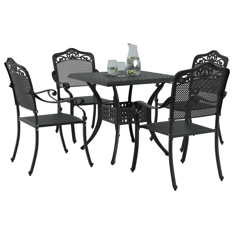 Zestaw stołów ogrodowych 5 pcs Czarny Aluminium odlewane