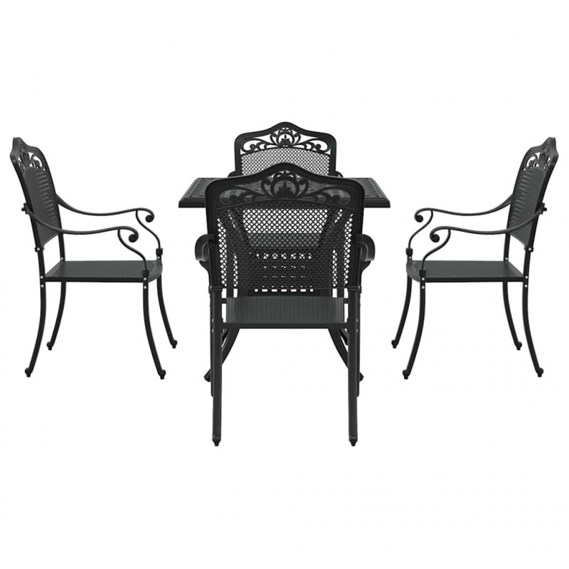 Zestaw stołów ogrodowych 5 pcs Czarny Aluminium odlewane