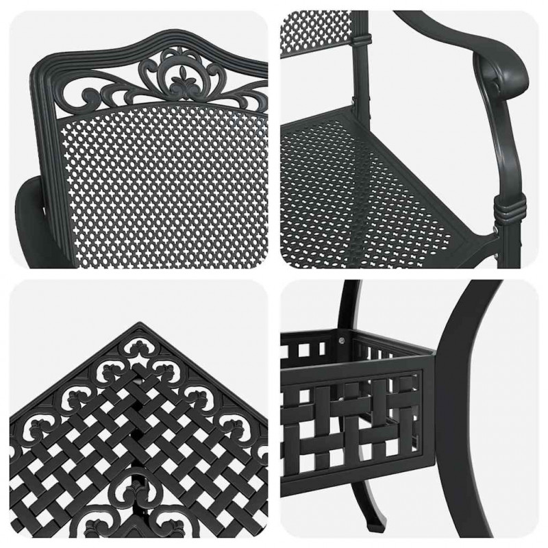 Zestaw stołów ogrodowych 5 pcs Czarny Aluminium odlewane