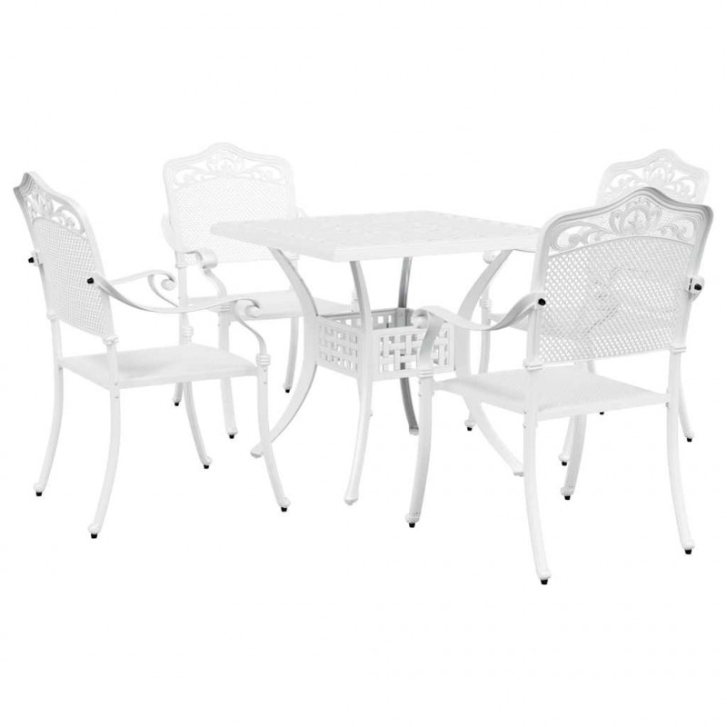 Zestaw stołów ogrodowych 5 pcs Biały Aluminium odlewane