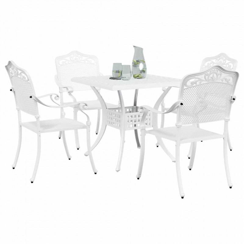 Zestaw stołów ogrodowych 5 pcs Biały Aluminium odlewane
