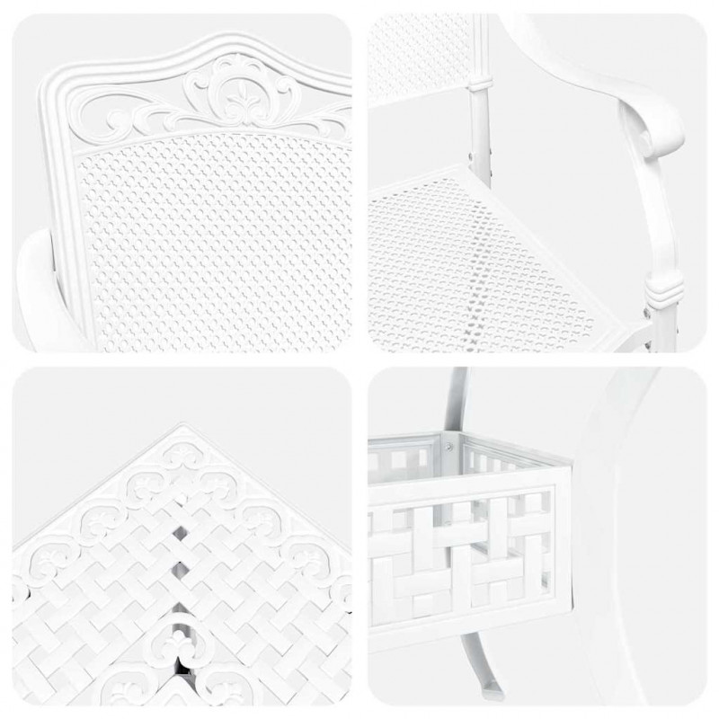 Zestaw stołów ogrodowych 5 pcs Biały Aluminium odlewane