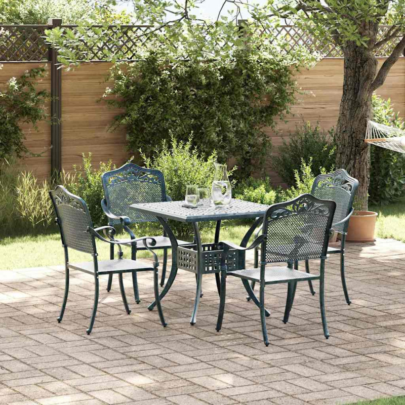 Zestaw stołów ogrodowych 5 pcs Zielony Aluminium odlewane