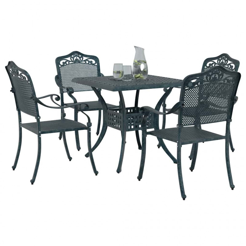 Zestaw stołów ogrodowych 5 pcs Zielony Aluminium odlewane