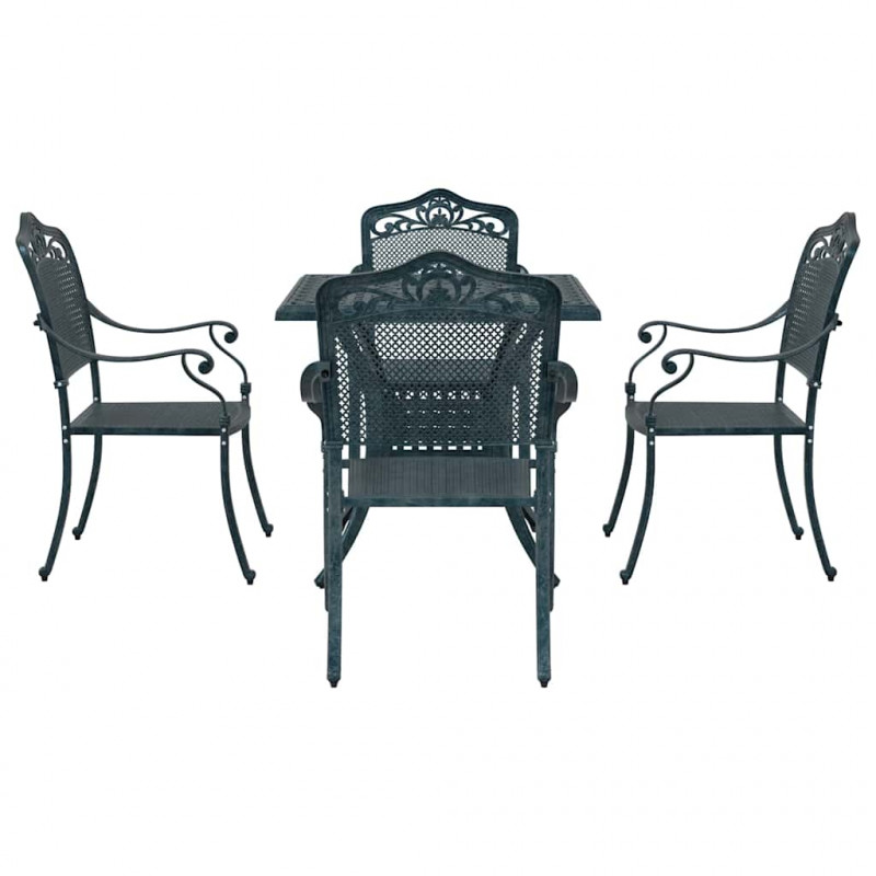 Zestaw stołów ogrodowych 5 pcs Zielony Aluminium odlewane