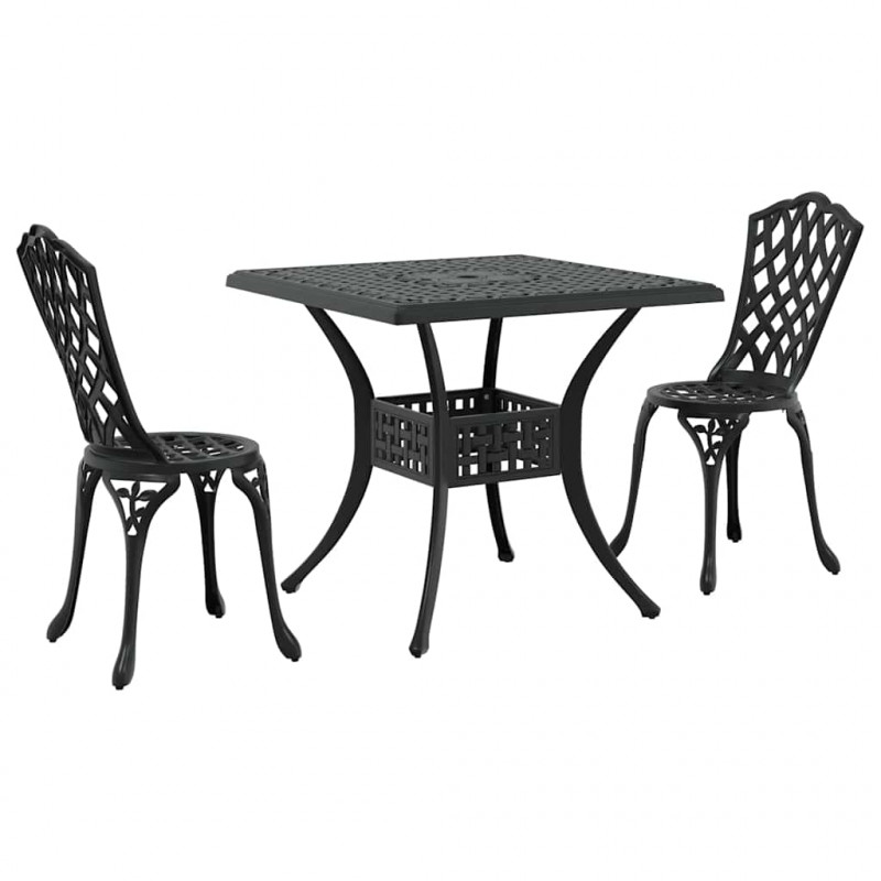 Zestaw stołów ogrodowych 3 pcs Czarny Aluminium odlewane