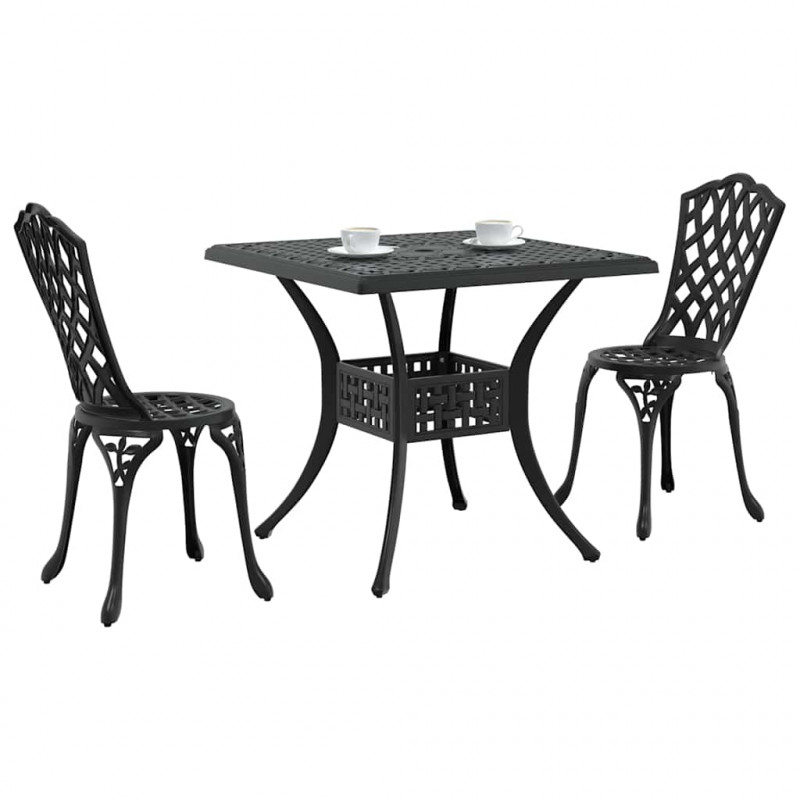Zestaw stołów ogrodowych 3 pcs Czarny Aluminium odlewane
