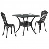 Zestaw stołów ogrodowych 3 pcs Czarny Aluminium odlewane