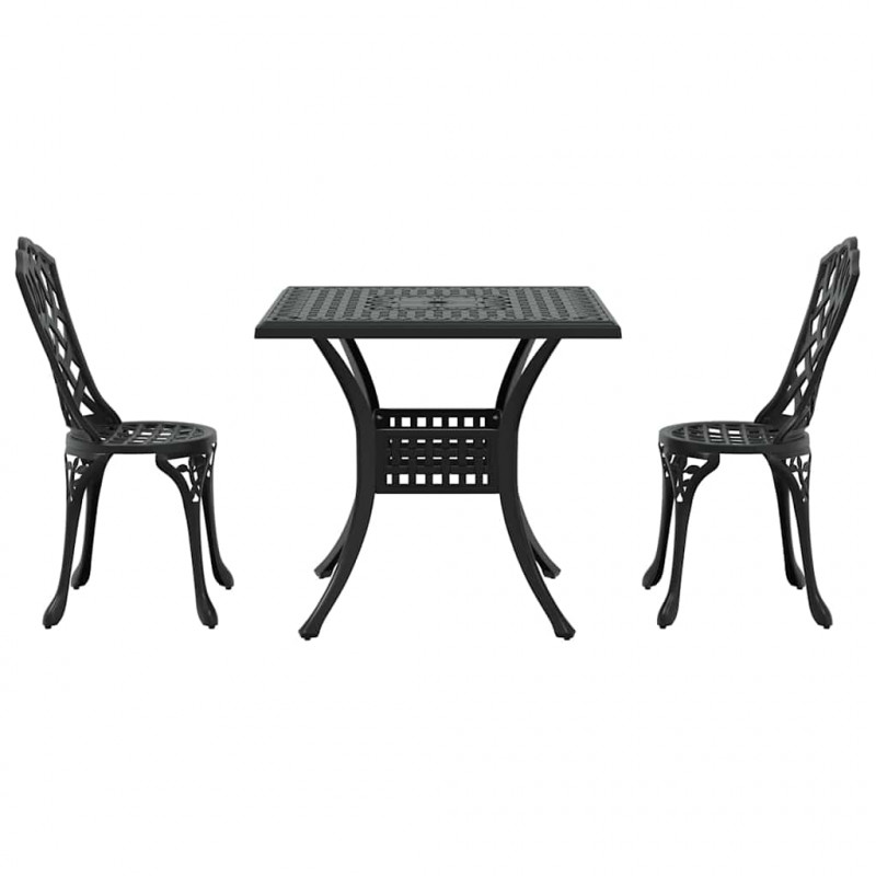 Zestaw stołów ogrodowych 3 pcs Czarny Aluminium odlewane