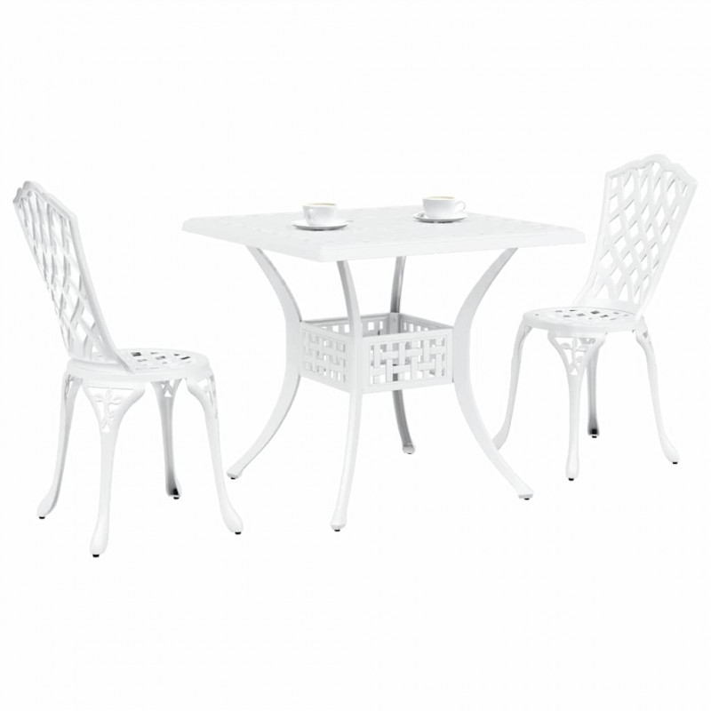 Zestaw stołów ogrodowych 3 pcs Biały Aluminium odlewane