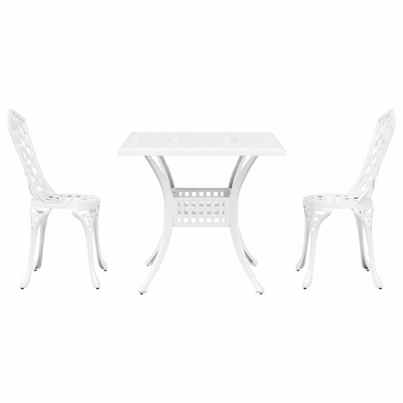 Zestaw stołów ogrodowych 3 pcs Biały Aluminium odlewane
