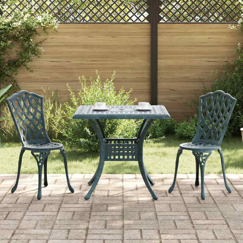 Zestaw stołów ogrodowych 3 pcs Zielony Aluminium odlewane