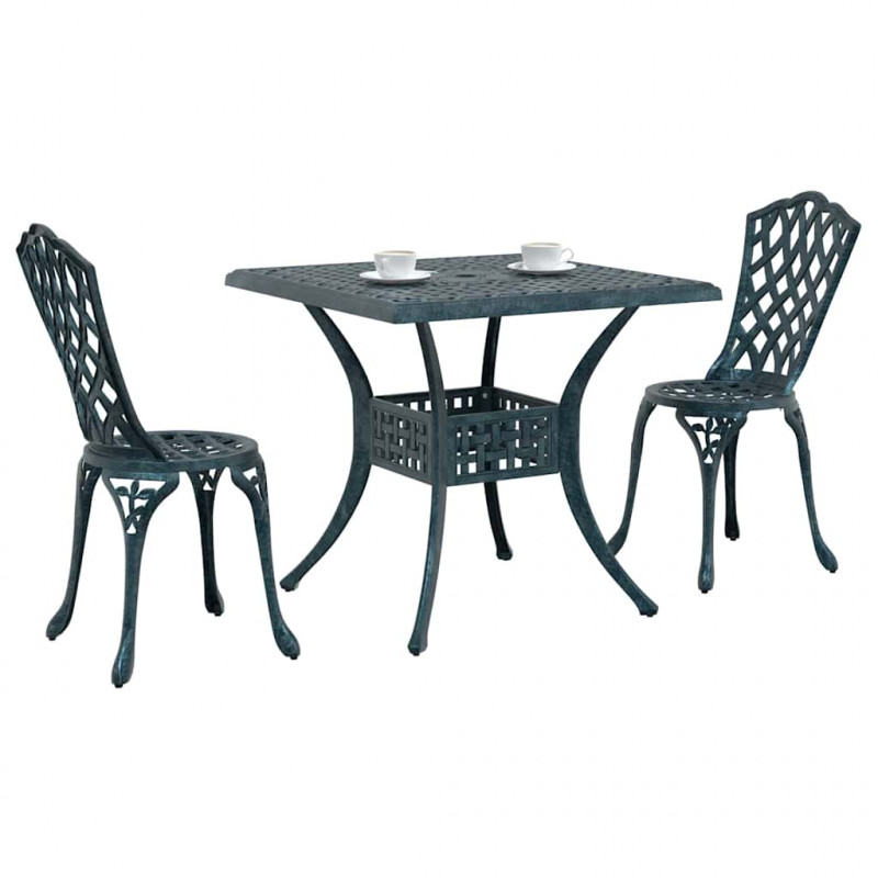 Zestaw stołów ogrodowych 3 pcs Zielony Aluminium odlewane