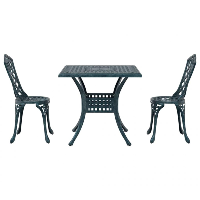 Zestaw stołów ogrodowych 3 pcs Zielony Aluminium odlewane