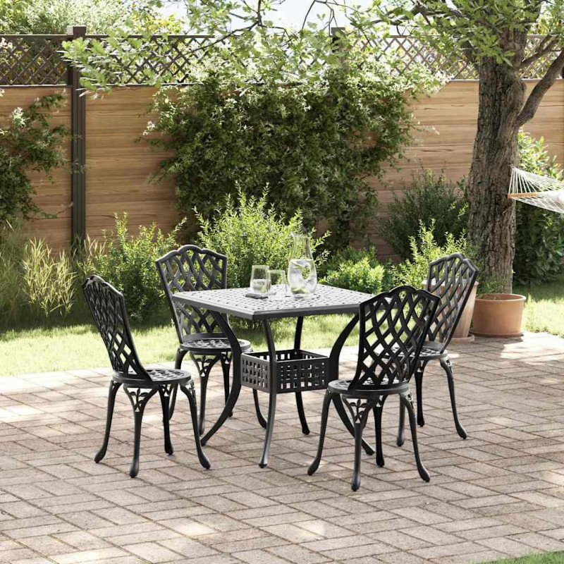 Zestaw stołów ogrodowych 5 pcs Czarny Aluminium odlewane