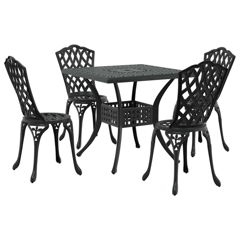 Zestaw stołów ogrodowych 5 pcs Czarny Aluminium odlewane