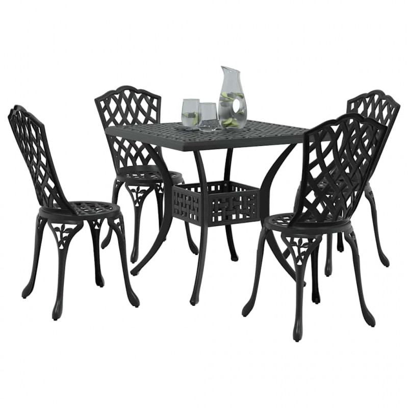 Zestaw stołów ogrodowych 5 pcs Czarny Aluminium odlewane