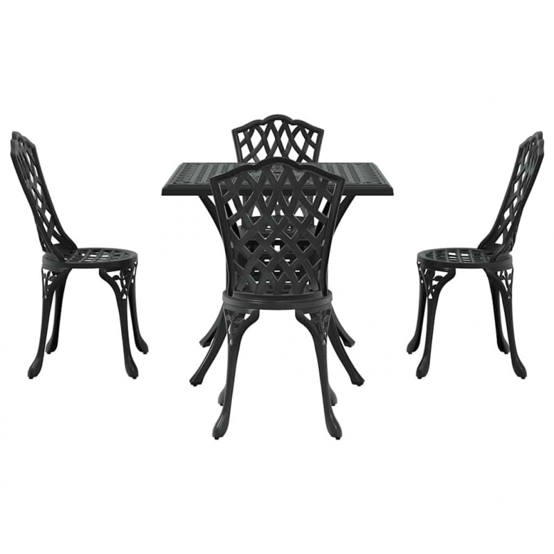 Zestaw stołów ogrodowych 5 pcs Czarny Aluminium odlewane