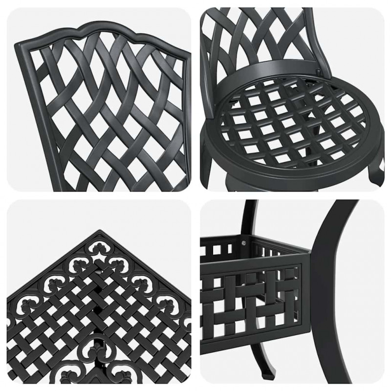Zestaw stołów ogrodowych 5 pcs Czarny Aluminium odlewane