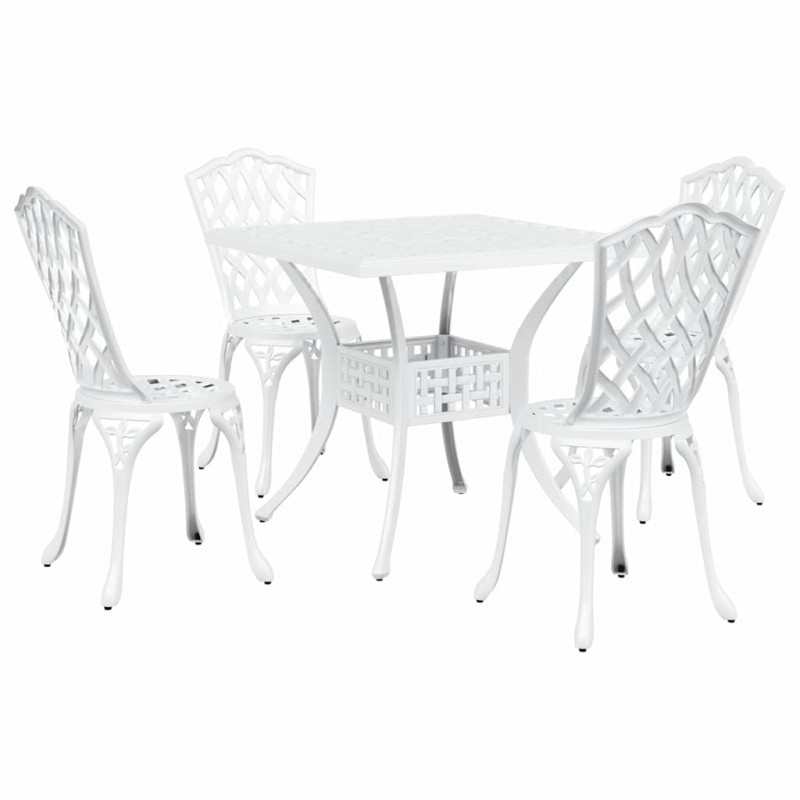 Zestaw stołów ogrodowych 5 pcs Biały Aluminium odlewane