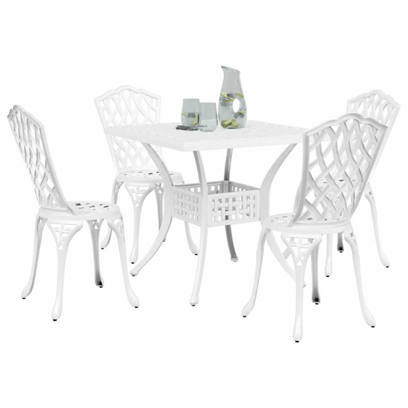 Zestaw stołów ogrodowych 5 pcs Biały Aluminium odlewane
