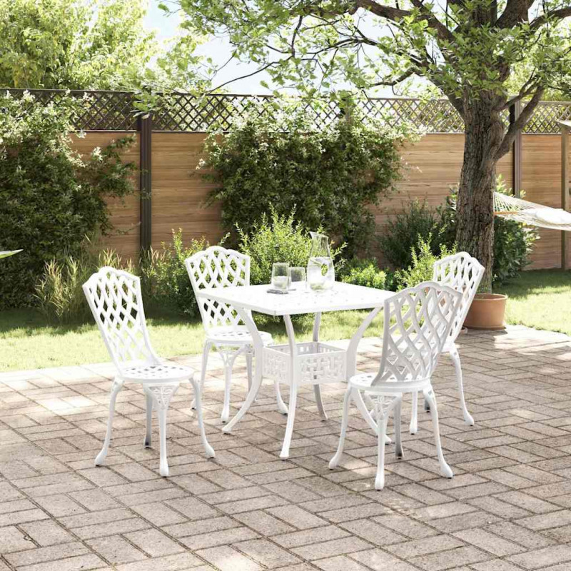 Zestaw stołów ogrodowych 5 pcs Biały Aluminium odlewane