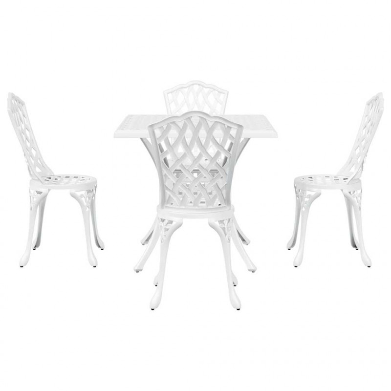 Zestaw stołów ogrodowych 5 pcs Biały Aluminium odlewane