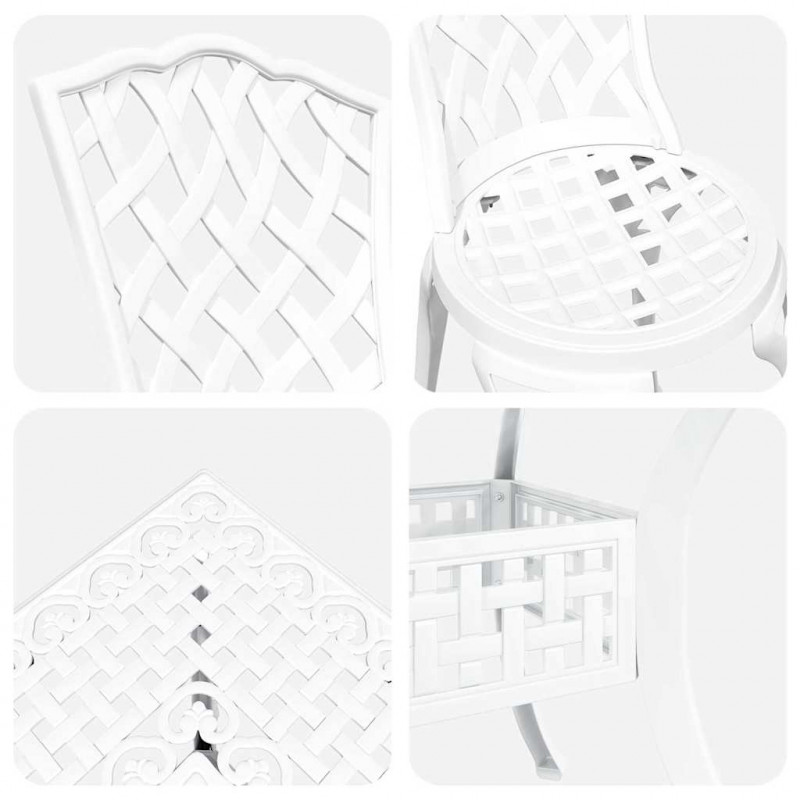 Zestaw stołów ogrodowych 5 pcs Biały Aluminium odlewane