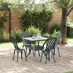 Zestaw stołów ogrodowych 5 pcs Zielony Aluminium odlewane