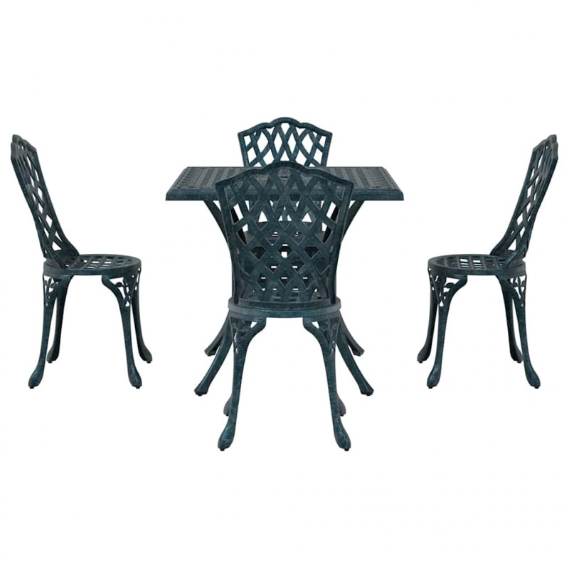 Zestaw stołów ogrodowych 5 pcs Zielony Aluminium odlewane