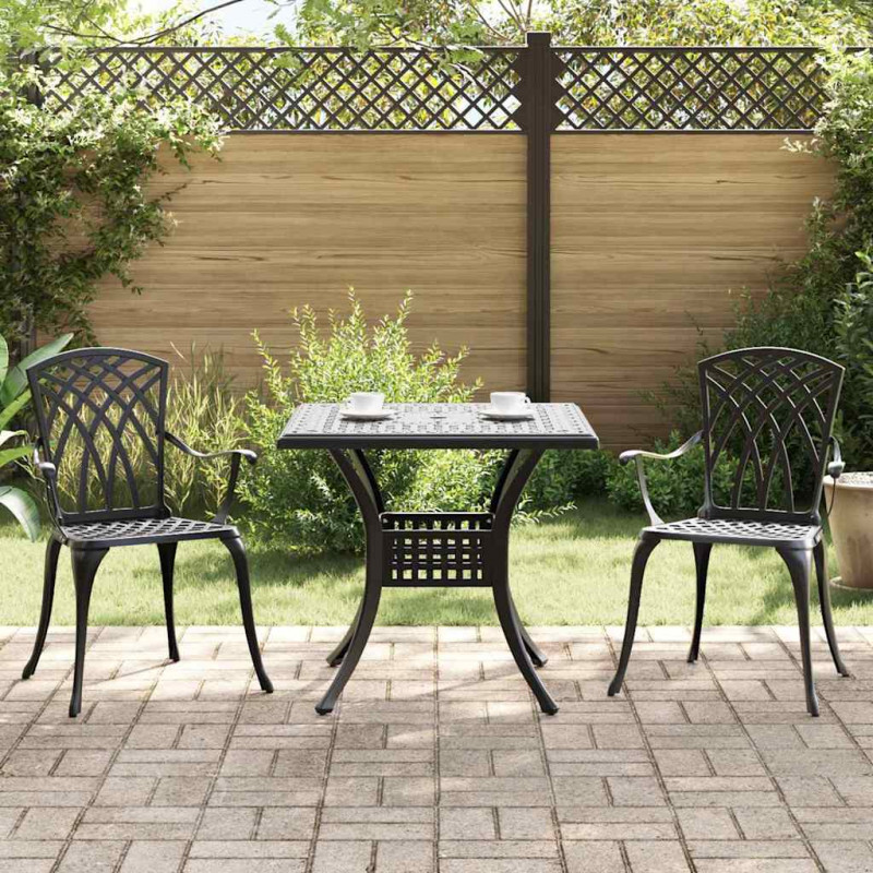 Zestaw stołów ogrodowych 3 pcs Czarny Aluminium odlewane