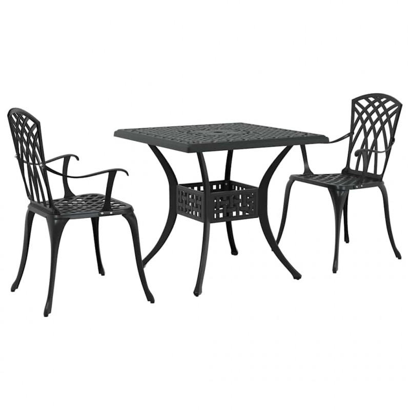 Zestaw stołów ogrodowych 3 pcs Czarny Aluminium odlewane