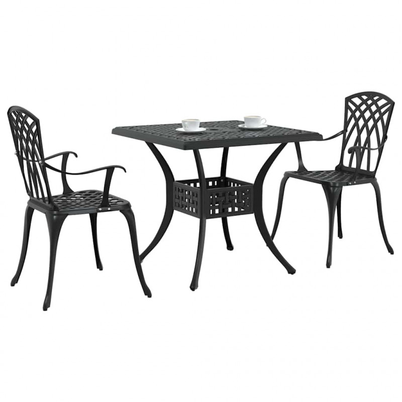Zestaw stołów ogrodowych 3 pcs Czarny Aluminium odlewane