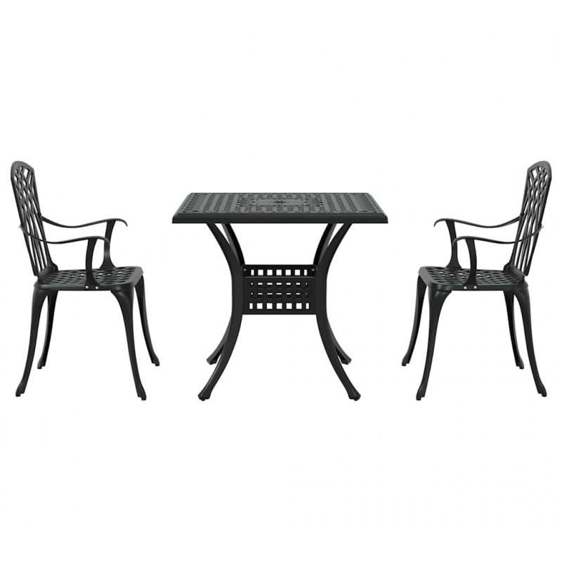 Zestaw stołów ogrodowych 3 pcs Czarny Aluminium odlewane