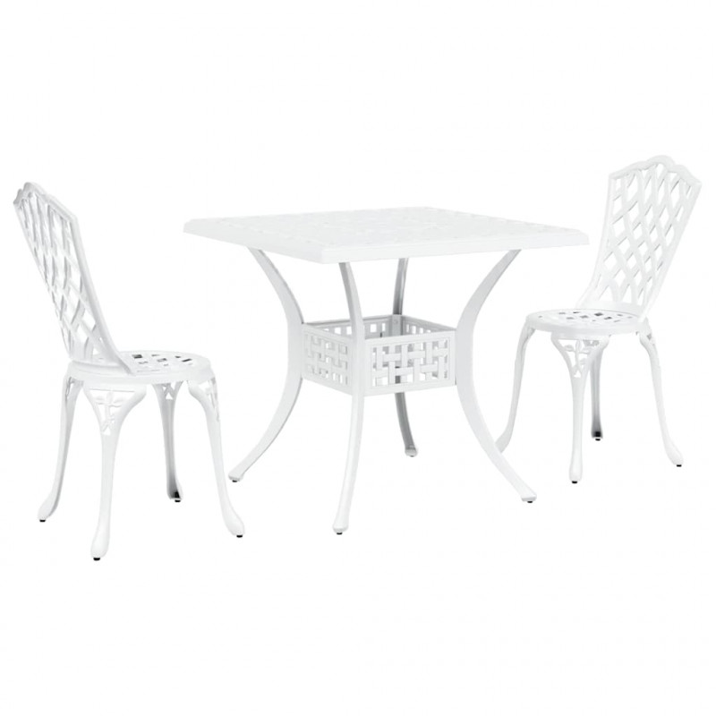 Zestaw stołów ogrodowych 3 pcs Biały Aluminium odlewane