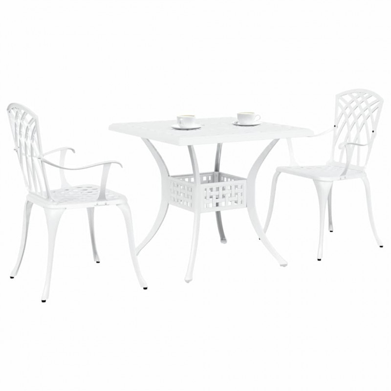 Zestaw stołów ogrodowych 3 pcs Biały Aluminium odlewane