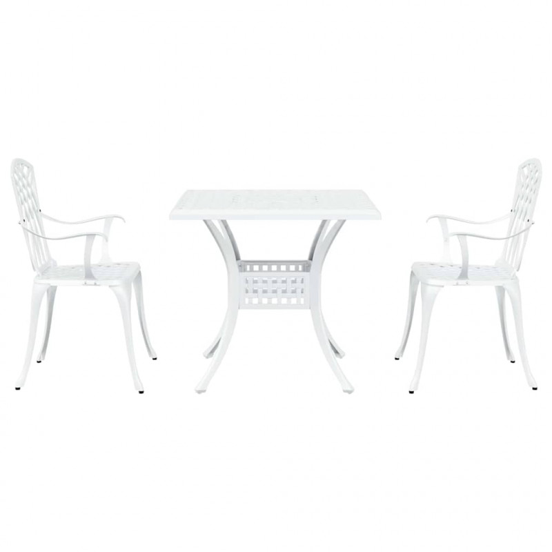 Zestaw stołów ogrodowych 3 pcs Biały Aluminium odlewane