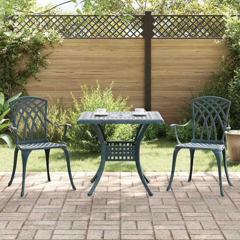 Zestaw stołów ogrodowych 3 pcs Zielony Aluminium odlewane