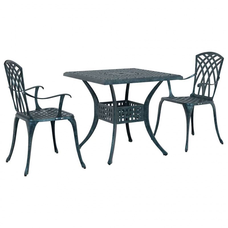 Zestaw stołów ogrodowych 3 pcs Zielony Aluminium odlewane
