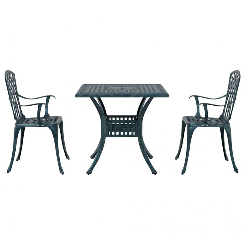 Zestaw stołów ogrodowych 3 pcs Zielony Aluminium odlewane