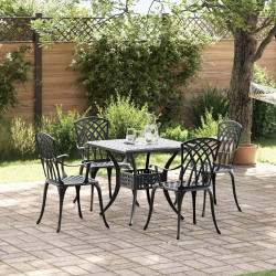 Zestaw stołów ogrodowych 5 pcs Czarny Aluminium odlewane