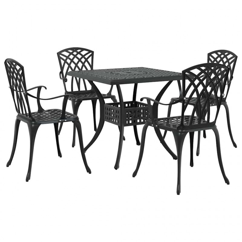 Zestaw stołów ogrodowych 5 pcs Czarny Aluminium odlewane