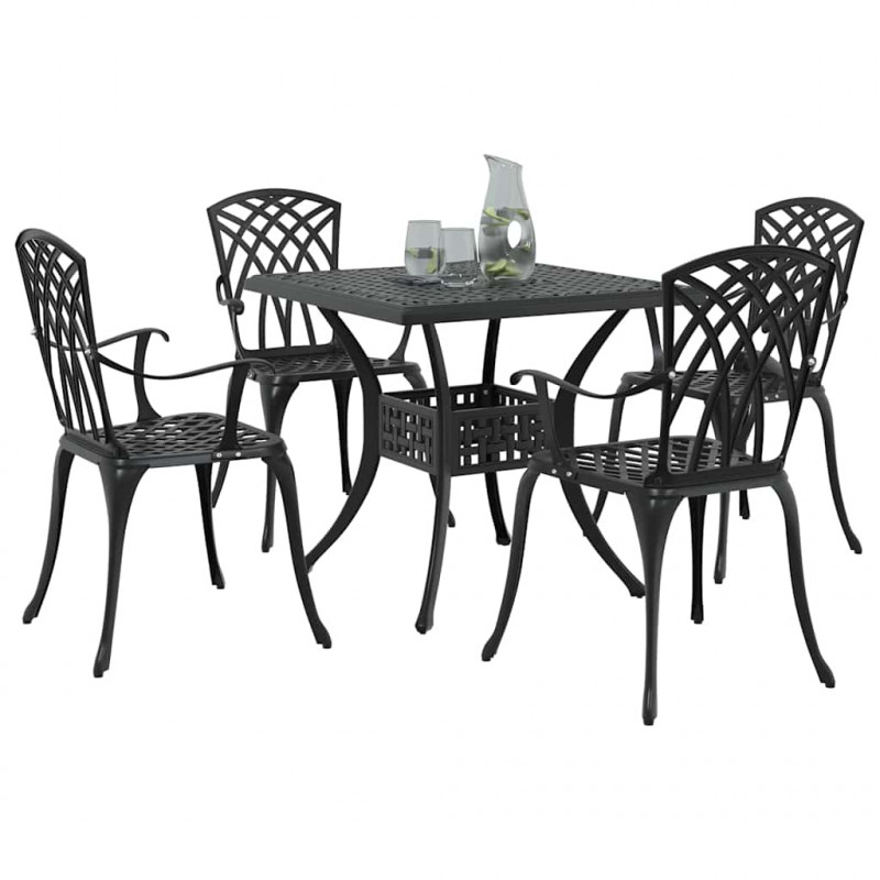Zestaw stołów ogrodowych 5 pcs Czarny Aluminium odlewane