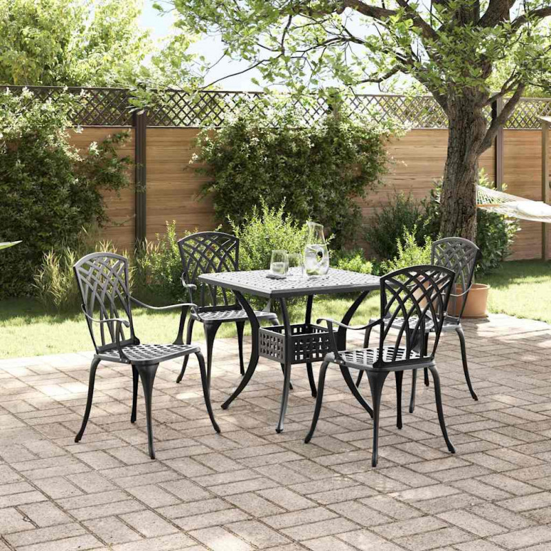 Zestaw stołów ogrodowych 5 pcs Czarny Aluminium odlewane