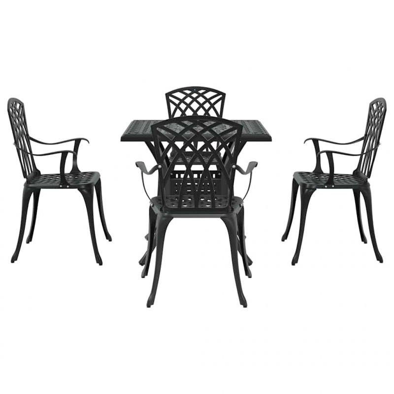 Zestaw stołów ogrodowych 5 pcs Czarny Aluminium odlewane