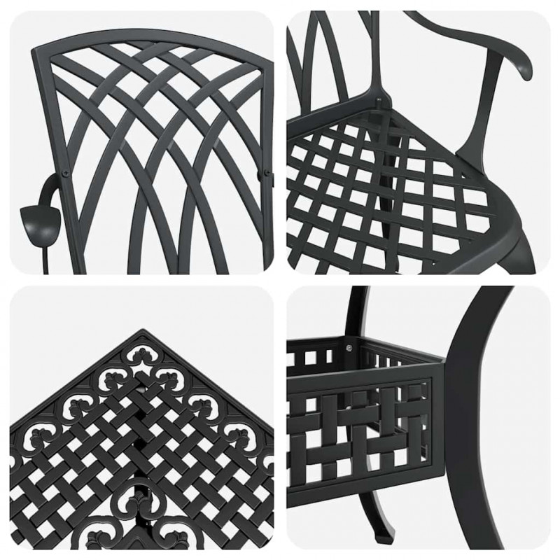 Zestaw stołów ogrodowych 5 pcs Czarny Aluminium odlewane