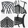 Zestaw stołów ogrodowych 5 pcs Czarny Aluminium odlewane