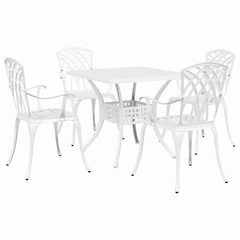 Zestaw stołów ogrodowych 5 pcs Biały Aluminium odlewane